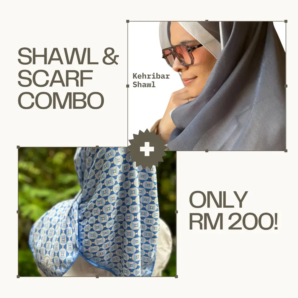 kehribar-shawl-slate-grey-piramit-scarf-steel-blue-chain-pattern